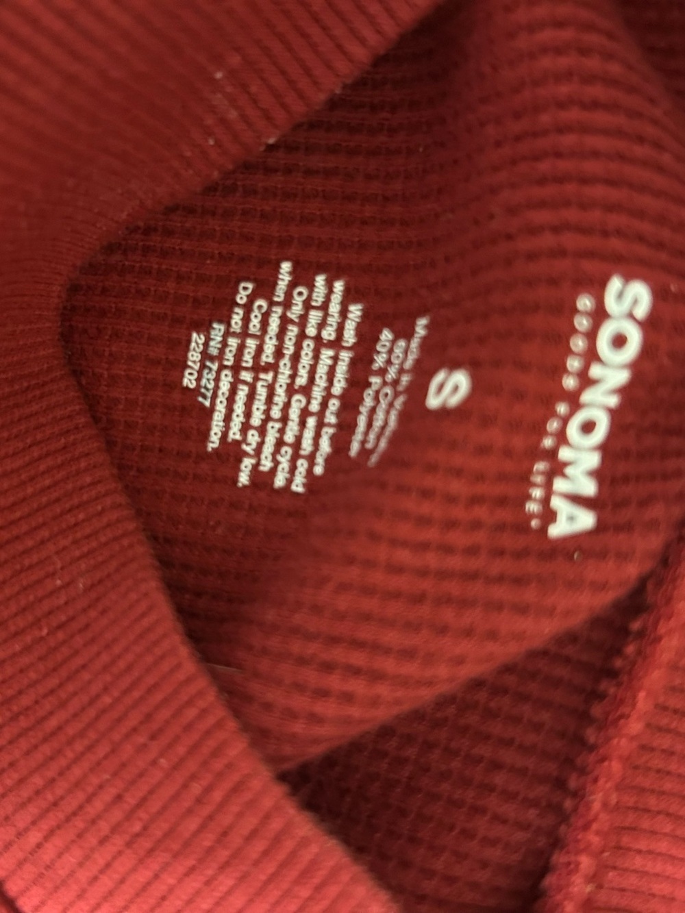 Sonoma Women's Long Sleeve Waffle Knit Top in Brick Red size 8
